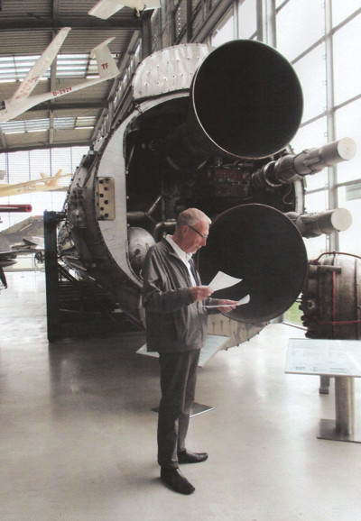 Derek Webber at business end of Europa Launch Vehicle, Munich, Germany 2015