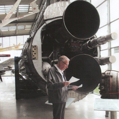 Derek Webber at business end of Europa Launch Vehicle, Munich, Germany 2015